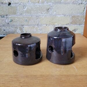 Handmade Ceramic Tea Light/Votive Holders in Onyx Black